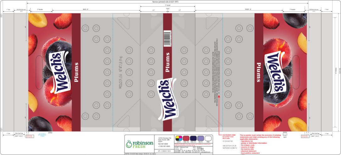 Welch’s plums packaging layout designed by Partners & Hunt as part of a brand design refresh