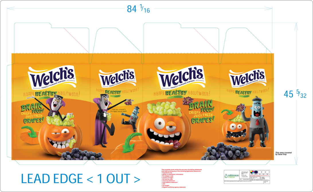 Welch’s Halloween “Brain Food” grape packaging designed by Partners & Hunt as part of a brand design refresh