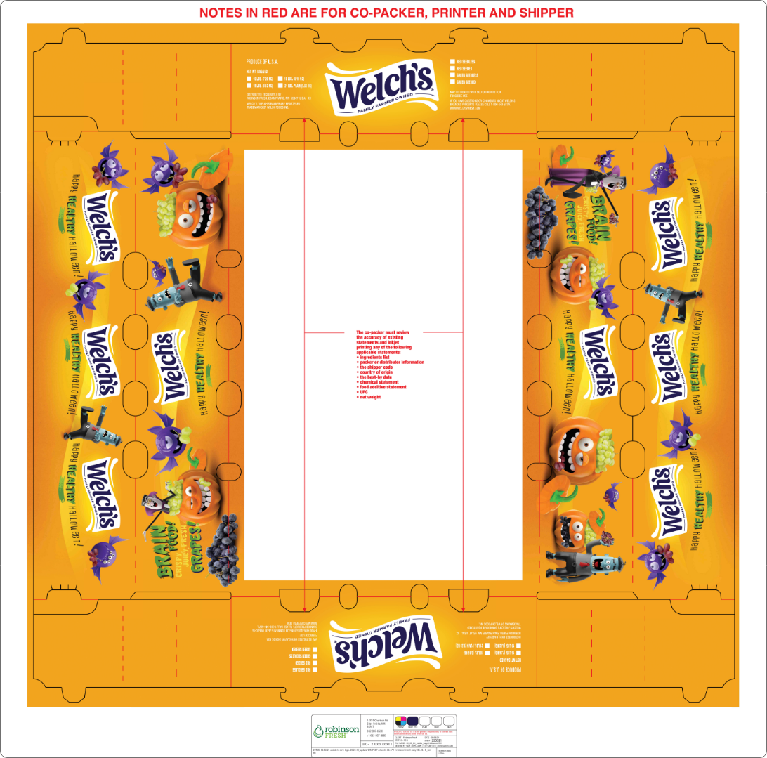 Welch’s Halloween grape packaging featuring “Brain Food” design by Partners & Hunt as part of a brand design refresh