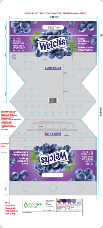 Welch’s Black Seedless Grapes packaging layout designed by Partners & Hunt as part of a brand design refresh