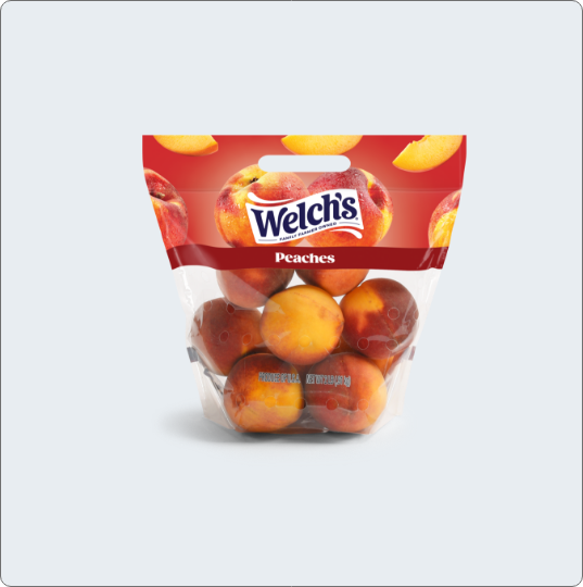 Finished Welch’s Peaches packaging designed by Partners & Hunt as part of a brand design refresh